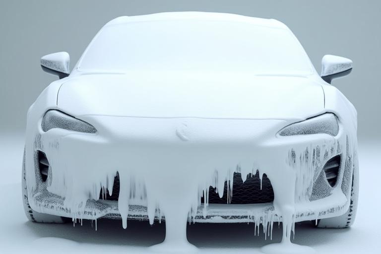 Bil bliver håndvasket med tykt skum