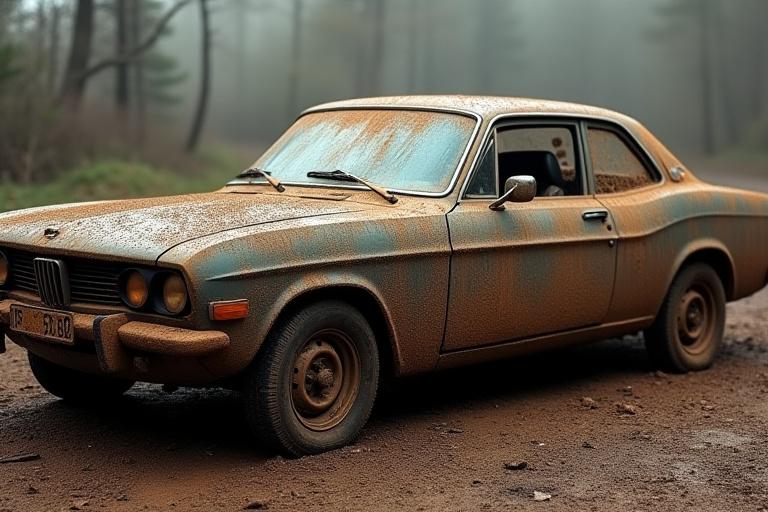 Meget beskidt bil før vask