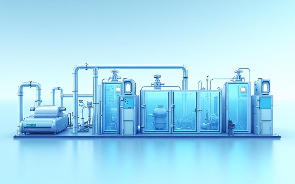 Teknisk illustration af vandrensningssystemet i vaskehallen